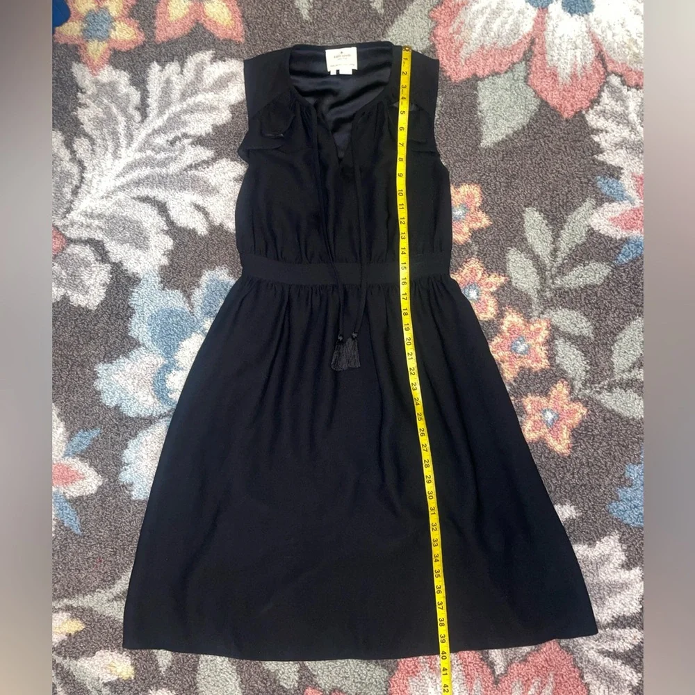 Kate Spade New York Crepe Ruffle Fit and Flare Dress Black Size Small